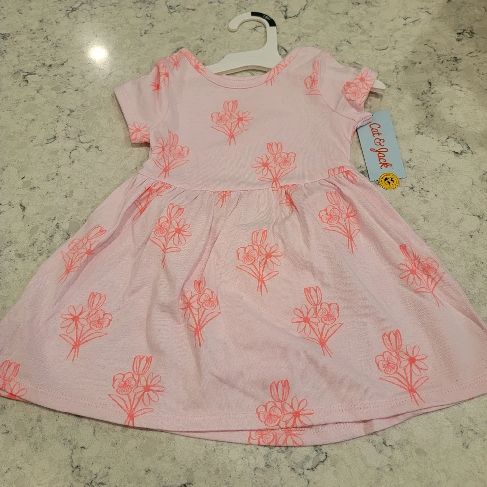 Cat & Jack Pink Floral Dress With Bottoms Size 18 Months NWT!